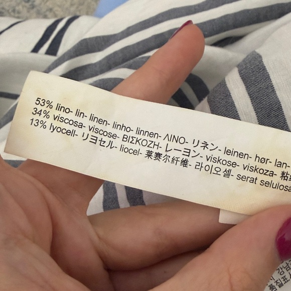 Zara woman white blue striped button down long summer dress - Picture 9 of 9